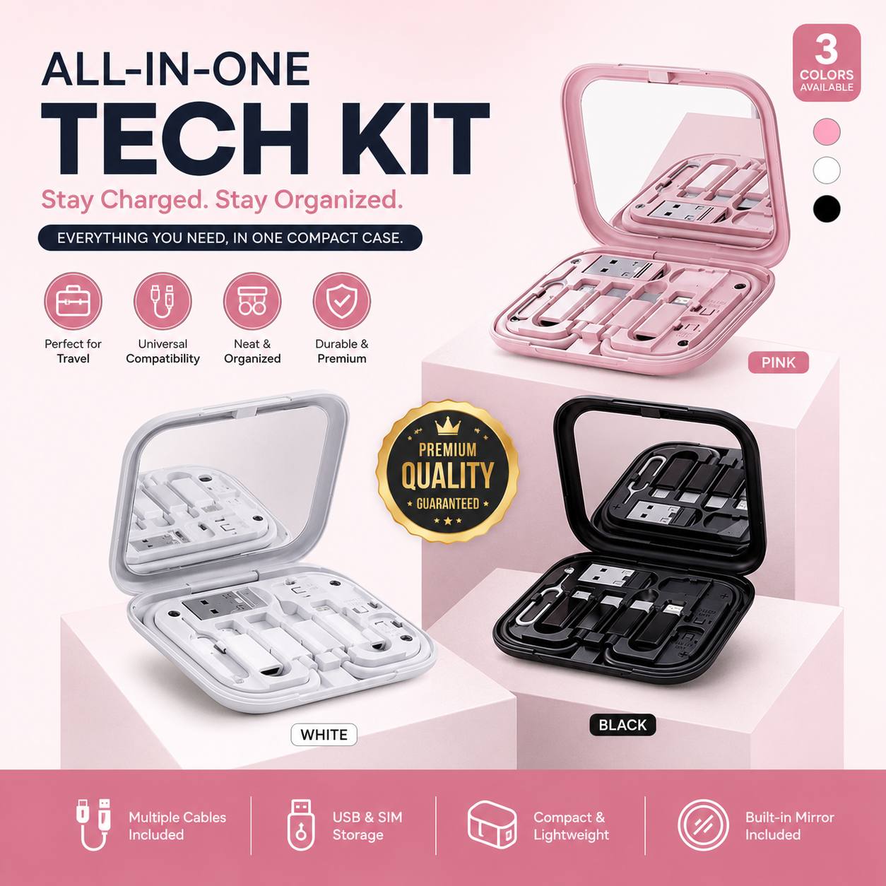 PocketDock™ 8-in-1 Travel Charging Kit
