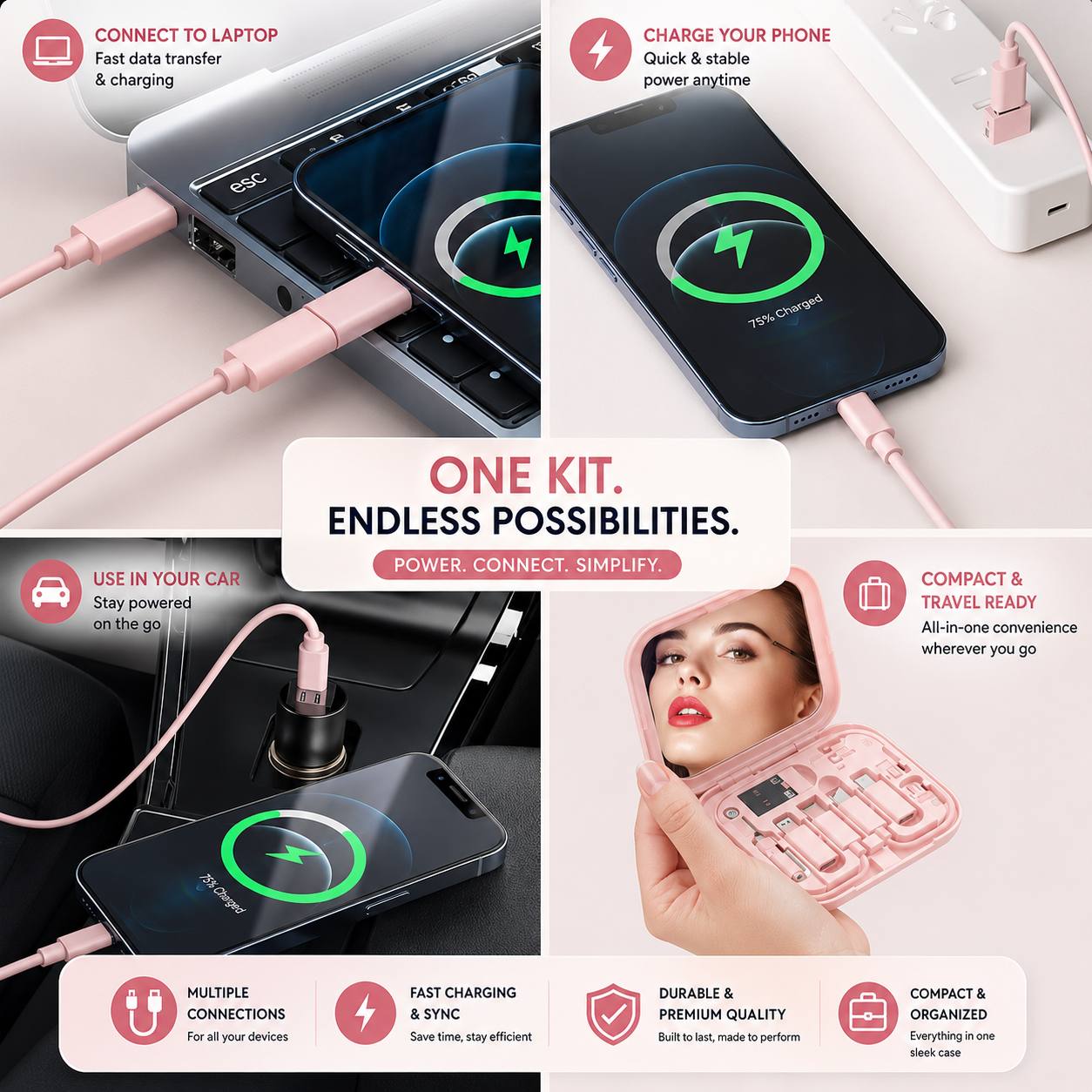 PocketDock™ 8-in-1 Travel Charging Kit